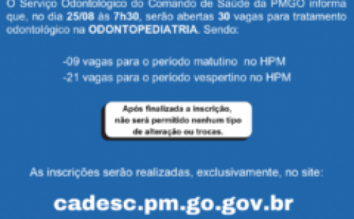 COMUNICADO – CENTRO ODONTOLÓGICO DO COMANDO DE SAÚDE DA PMGO