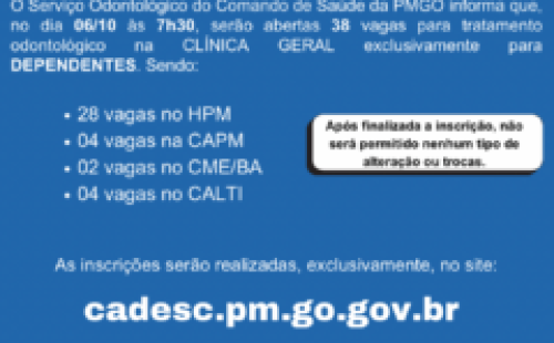 SERVIÇO ODONTOLÓGICO DA PMGO ABRE 38 VAGAS